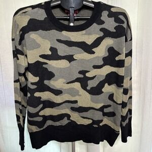 ISAAC MIZRAHI Size Large Crew Neck Sweater Camouflage Long Sleeve Viscose Blend